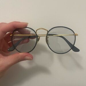 Ray-Ban Gold and Black Round Glasses